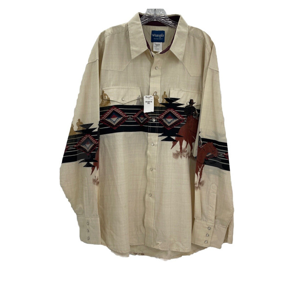Wrangler Pearl Snap Shirt Mens XXL‎ Cowboy Vintage - Picture 1 of 10